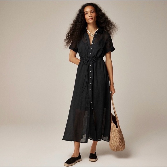 J. Crew Dresses & Skirts - NWT J. Crew Black Cerise Shirt Dress $188 Size 0